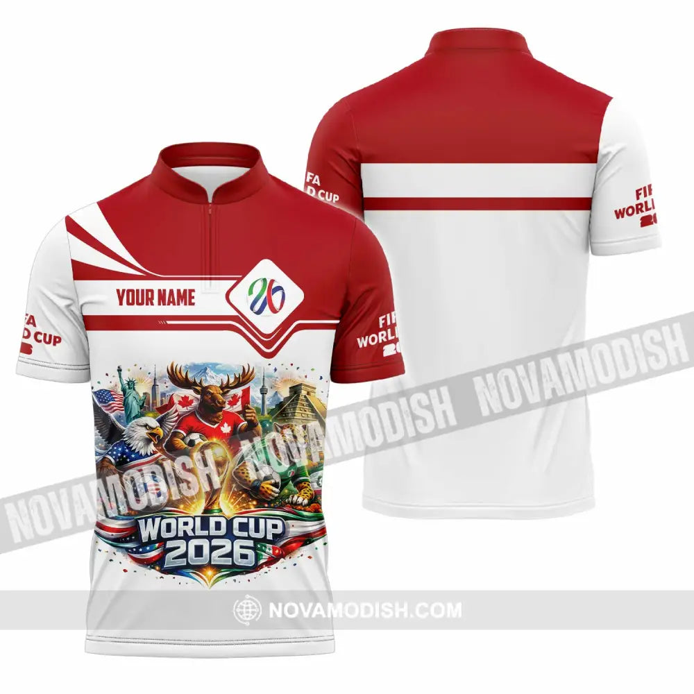 Unisex Shirt - Custom World Cup 2026 3D Shirt Zipper Polo Shirt / S T-shirt