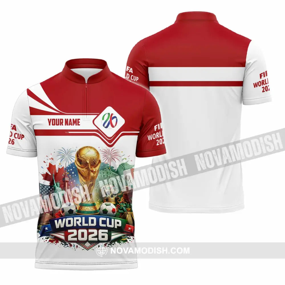 Unisex Shirt - Custom World Cup 2026 3D Shirt Zipper Polo Shirt / S T-shirt