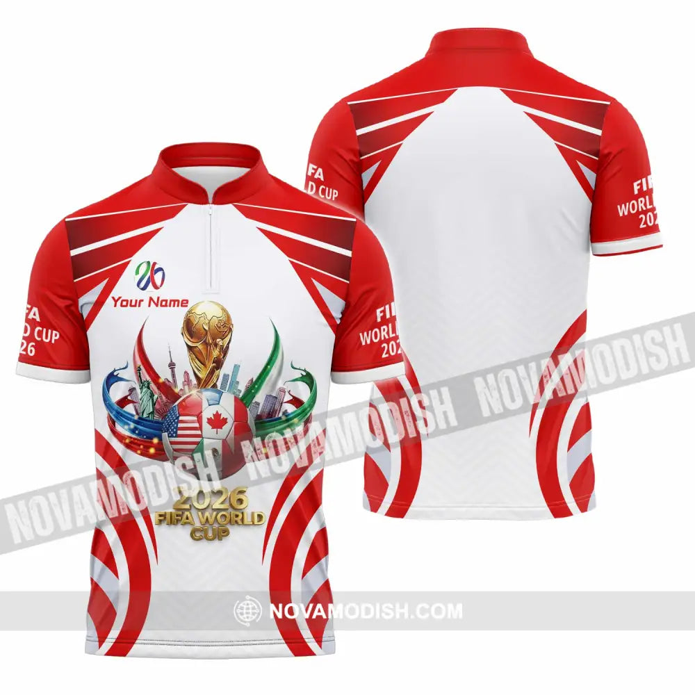 Unisex Shirt - Custom World Cup 2026 3D Shirt Zipper Polo Shirt / S T-shirt