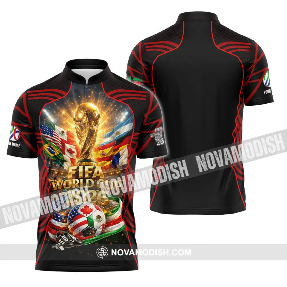 Unisex Shirt - Custom World Cup 2026 3D Shirt Zipper Polo Shirt / S T-shirt