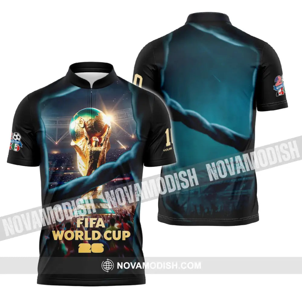 Unisex Shirt - Custom World Cup 2026 3D Shirt Zipper Polo Shirt / S T-shirt