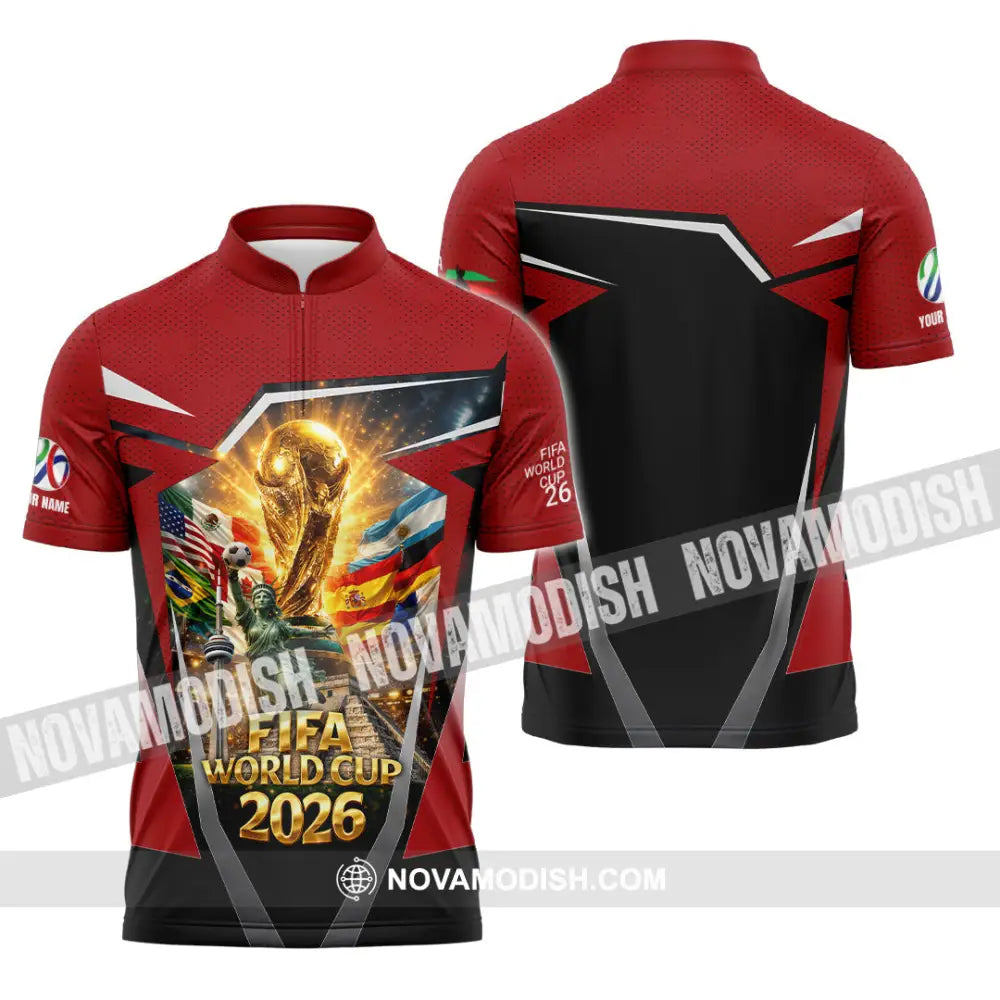Unisex Shirt - Custom World Cup 2026 3D Shirt Zipper Polo Shirt / S T-shirt