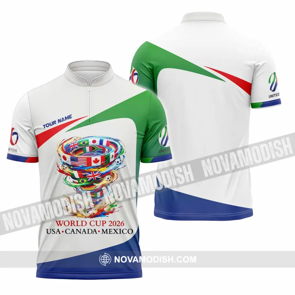 Unisex Shirt - Custom World Cup 2026 3D Shirt Zipper Polo Shirt / S T-shirt