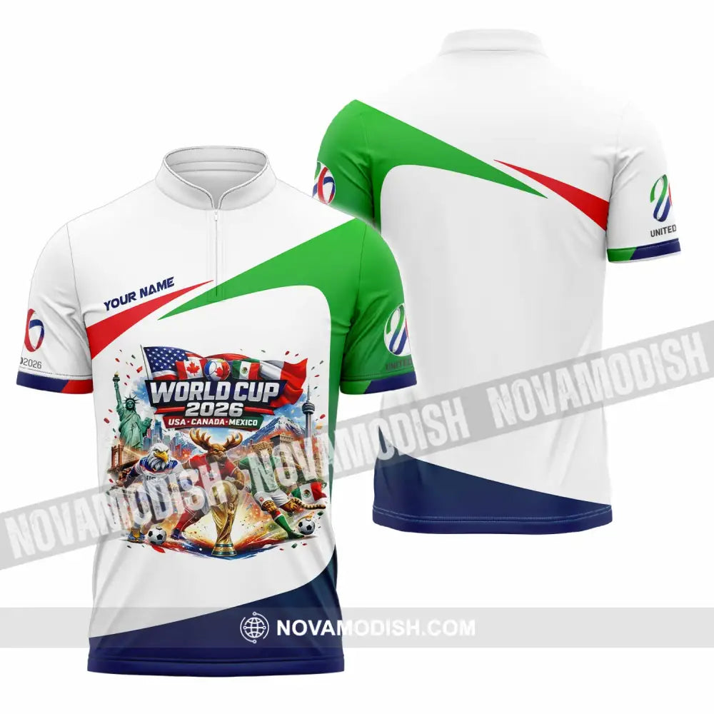Unisex Shirt - Custom World Cup 2026 3D Shirt Zipper Polo Shirt / S T-shirt