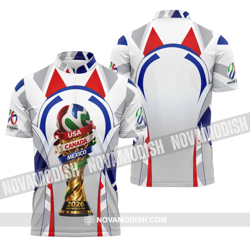 Unisex Shirt - Custom World Cup 2026 3D Shirt Zipper Polo Shirt / S T-shirt