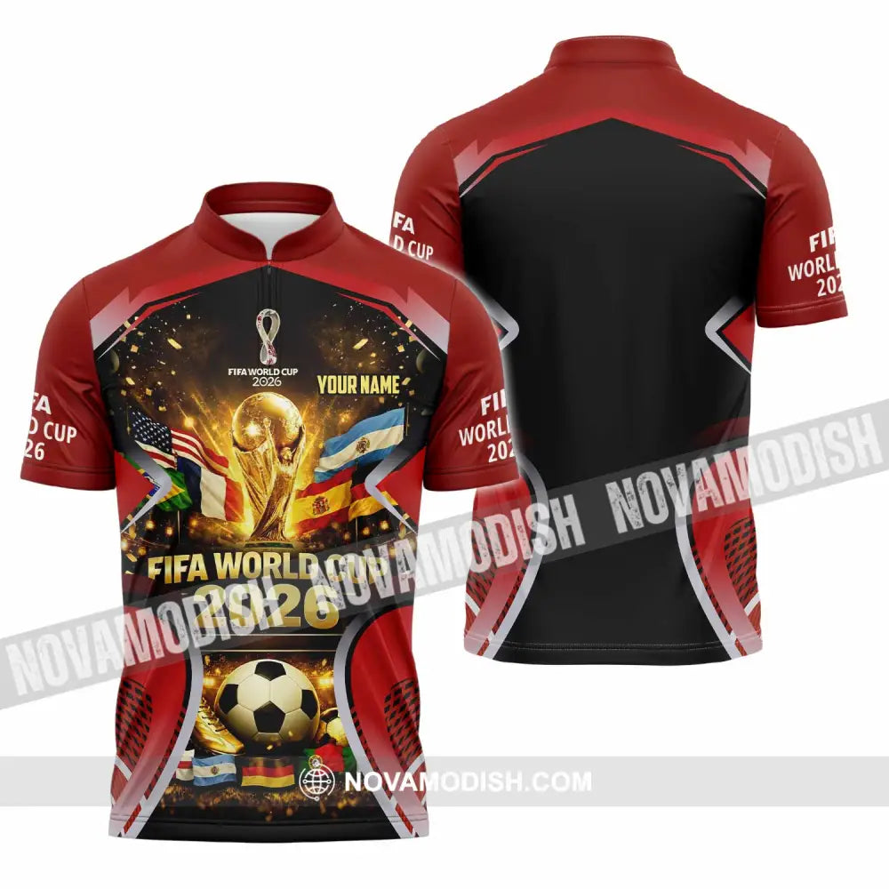 Unisex Shirt - Custom World Cup 2026 3D Shirt Zipper Polo Shirt / S T-shirt