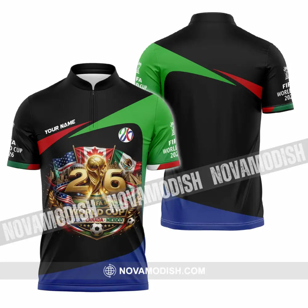 Unisex Shirt - Custom World Cup 2026 3D Shirt Zipper Polo Shirt / S T-shirt