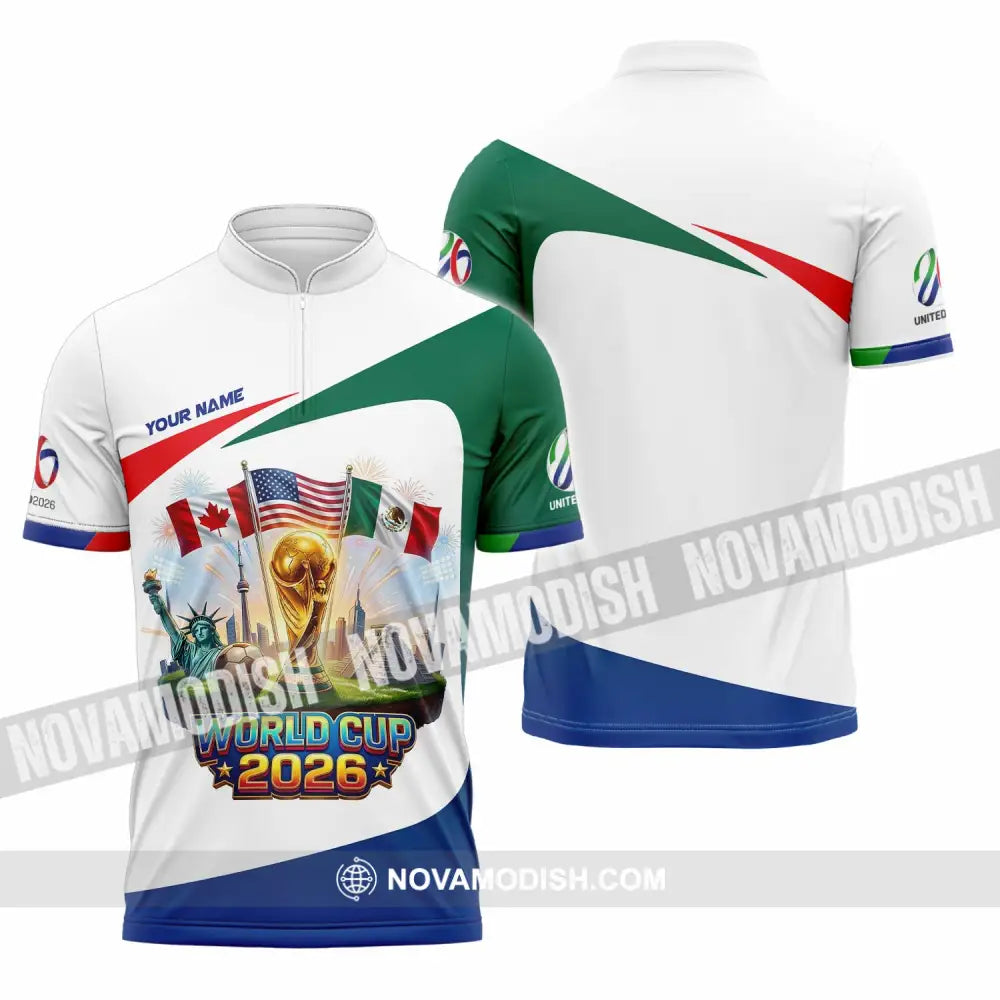 Unisex Shirt - Custom World Cup 2026 3D Shirt Zipper Polo Shirt / S T-shirt