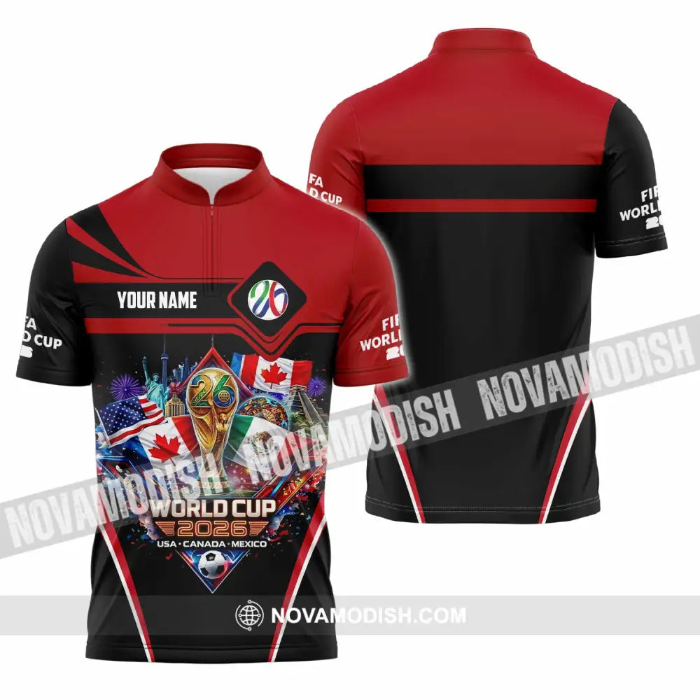 Unisex Shirt - Custom World Cup 2026 3D Shirt Zipper Polo Shirt / S T-shirt