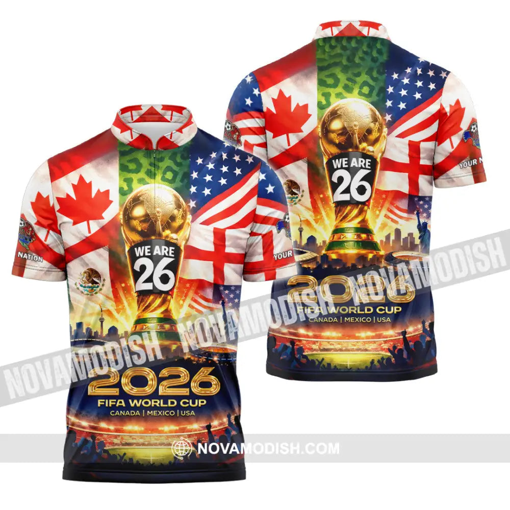 Unisex Shirt - Custom World Cup 2026 3D Shirt Zipper Polo Shirt / S T-shirt