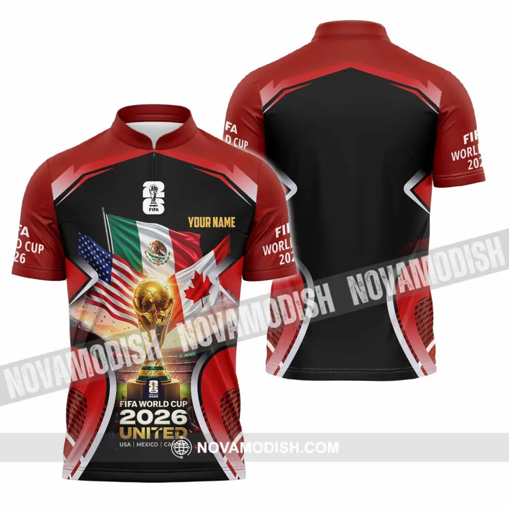 Unisex Shirt - Custom World Cup 2026 3D Shirt Zipper Polo Shirt / S T-shirt