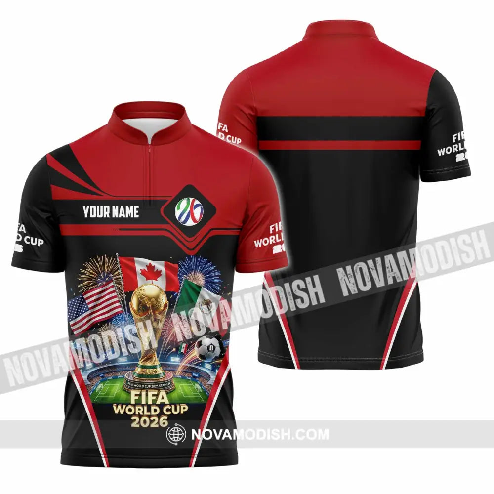 Unisex Shirt - Custom World Cup 2026 3D Shirt Zipper Polo Shirt / S T-shirt