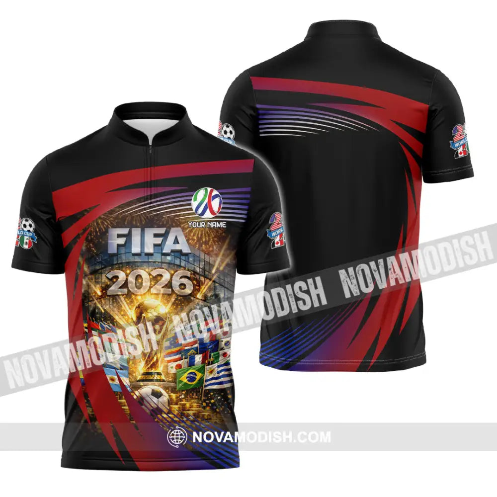 Unisex Shirt - Custom World Cup 2026 3D Shirt Zipper Polo Shirt / S T-shirt