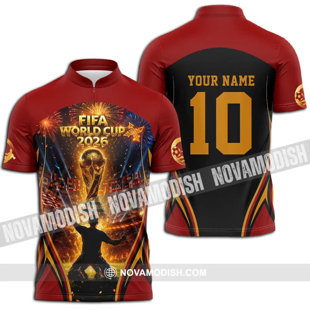 Unisex Shirt - Custom World Cup 2026 3D Shirt Zipper Polo Shirt / S T-shirt