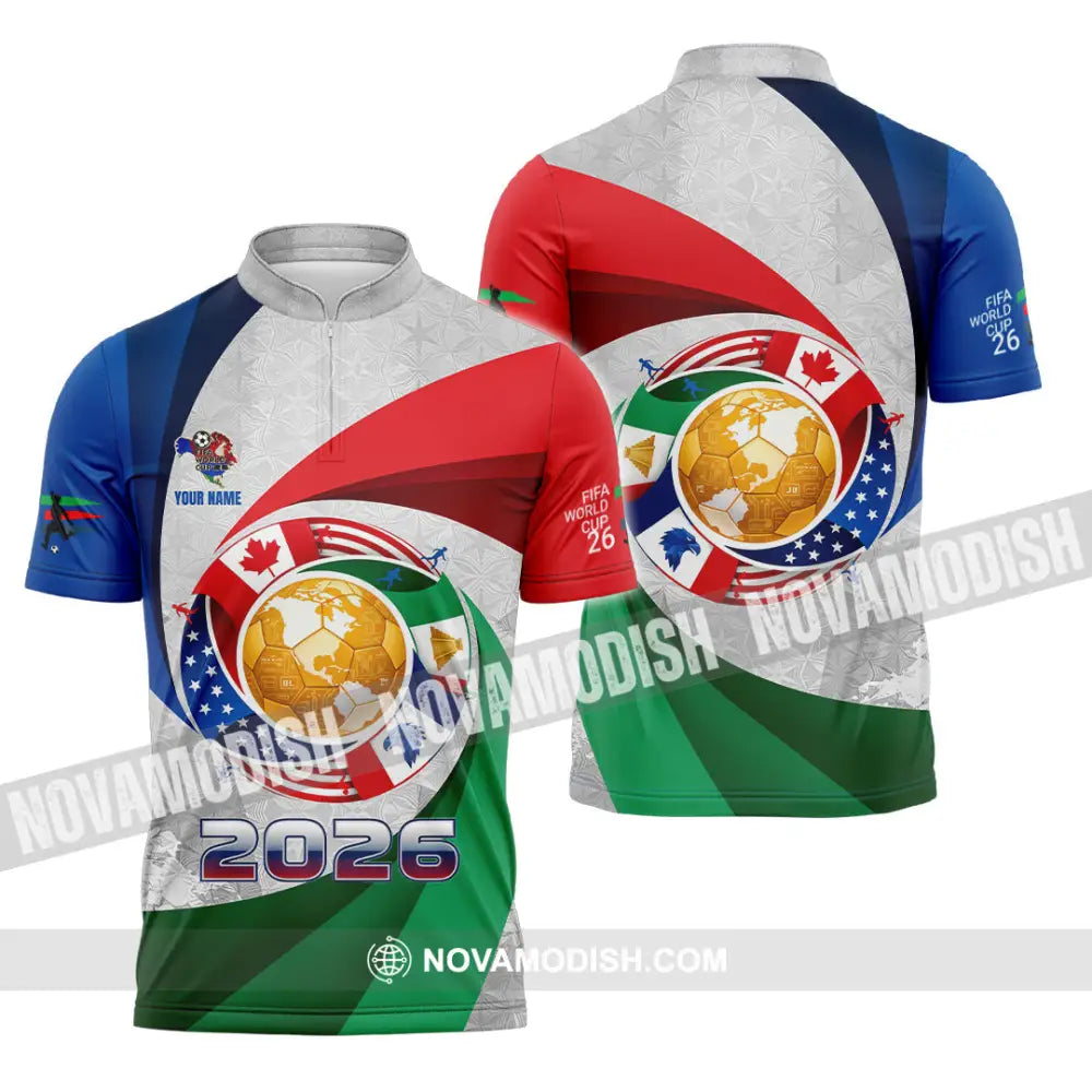 Unisex Shirt - Custom World Cup 2026 3D Shirt Zipper Polo Shirt / S T-shirt