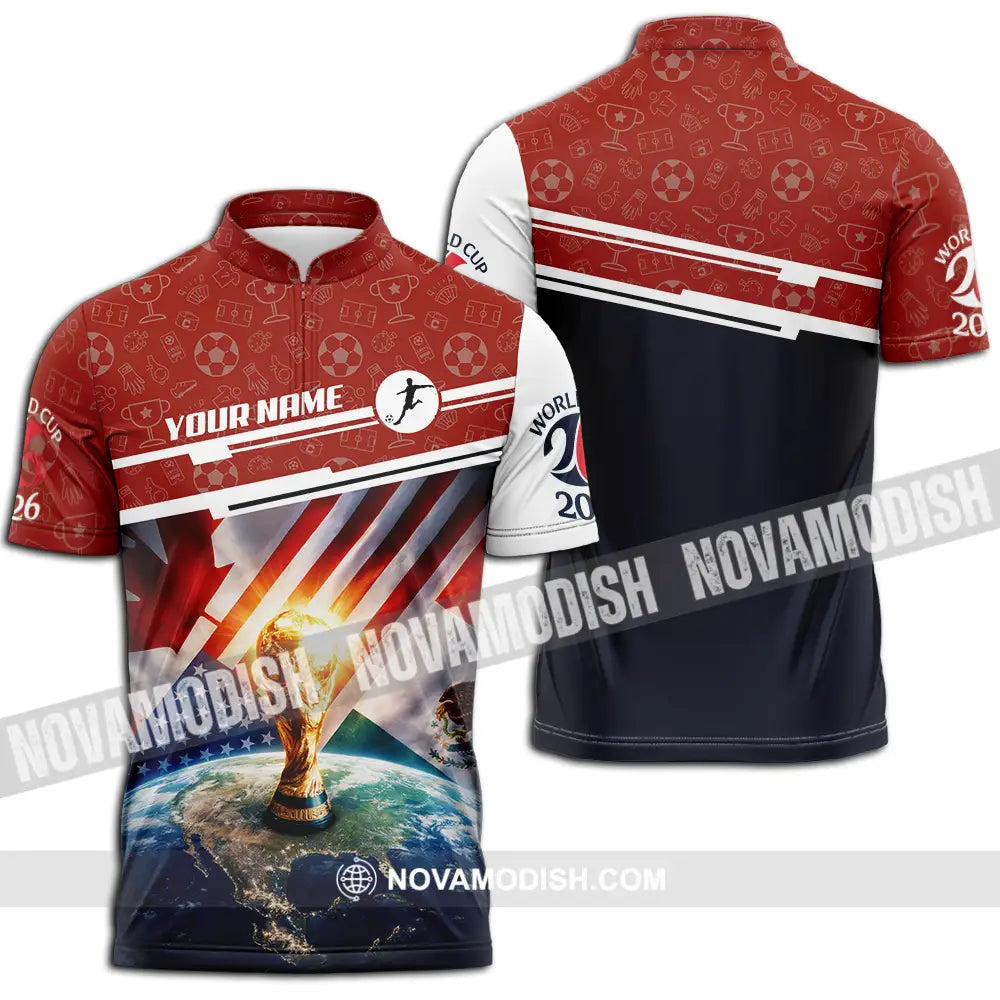 Unisex Shirt - Custom World Cup 2026 3D Shirt Zipper Polo Shirt / S T-shirt