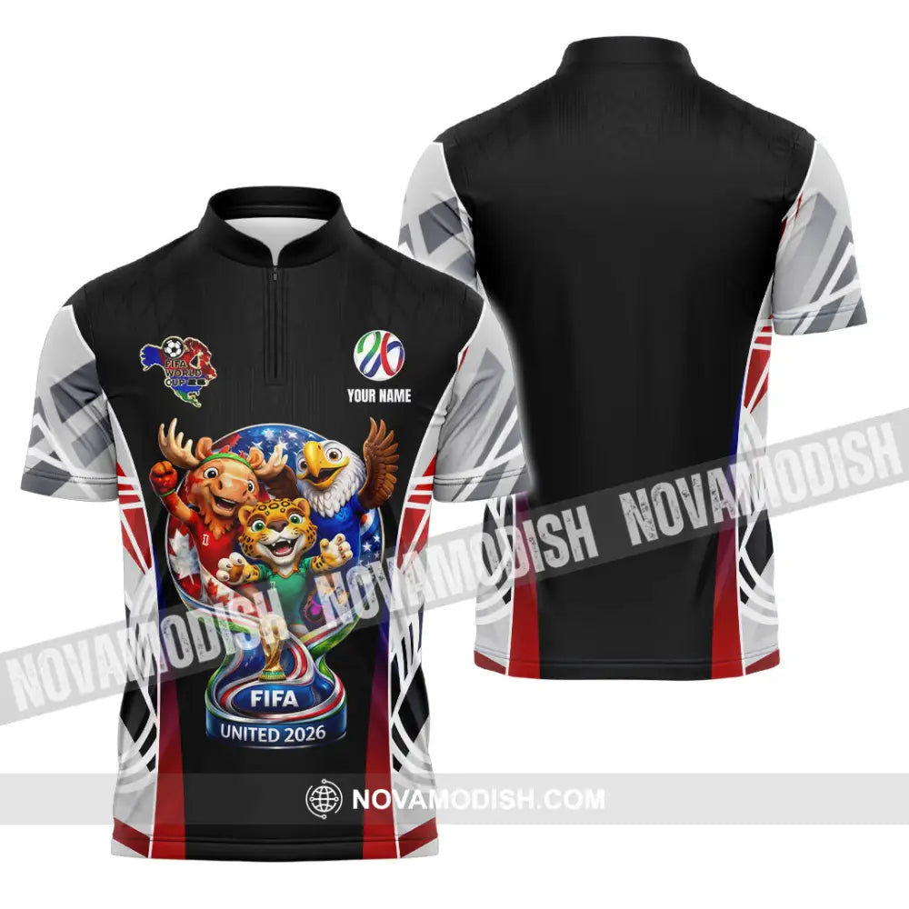 Unisex Shirt - Custom World Cup 2026 3D Shirt Zipper Polo Shirt / S T-shirt