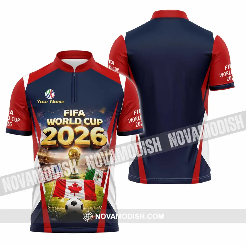 Unisex Shirt - Custom World Cup 2026 3D Shirt Zipper Polo Shirt / S T-shirt