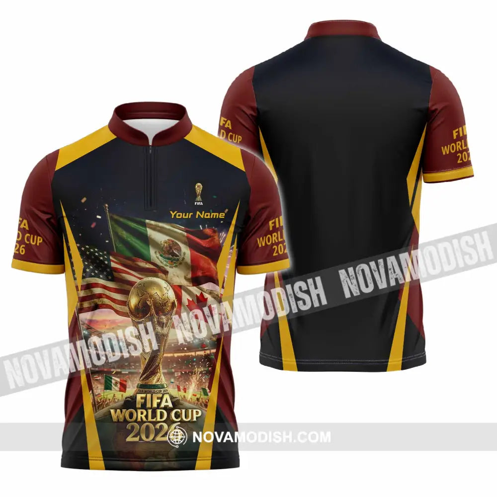 Unisex Shirt - Custom World Cup 2026 3D Shirt Zipper Polo Shirt / S T-shirt
