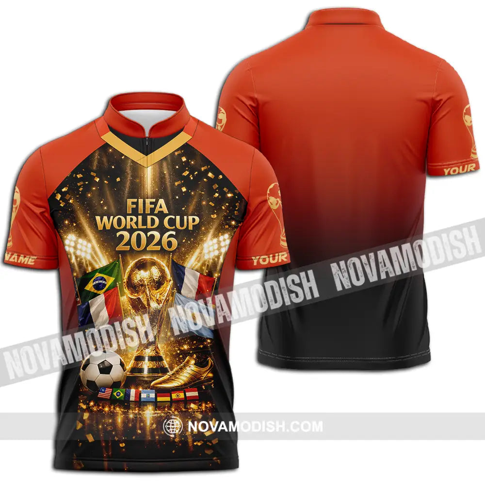 Unisex Shirt - Custom World Cup 2026 3D Shirt Zipper Polo Shirt / S T-shirt
