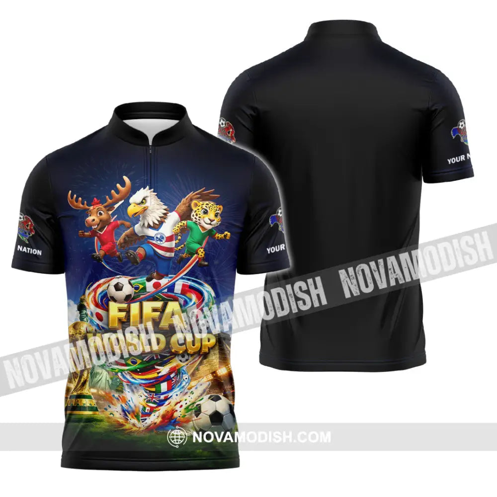 Unisex Shirt - Custom World Cup 2026 3D Shirt Zipper Polo Shirt / S T-shirt