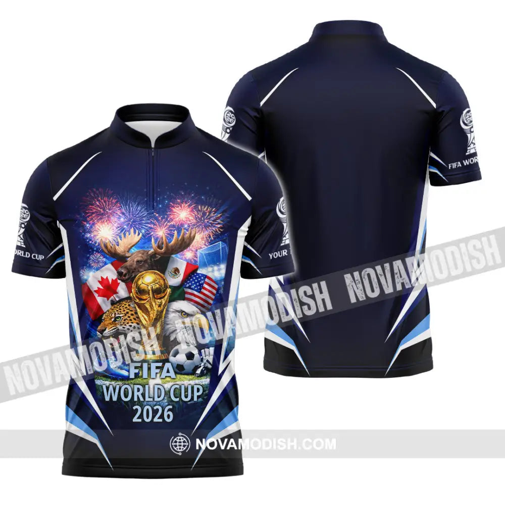 Unisex Shirt - Custom World Cup 2026 3D Shirt Zipper Polo Shirt / S T-shirt