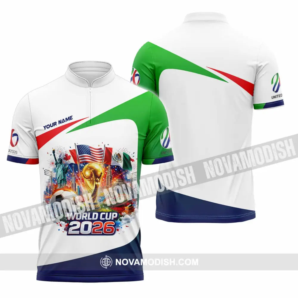 Unisex Shirt - Custom World Cup 2026 3D Shirt Zipper Polo Shirt / S T-shirt