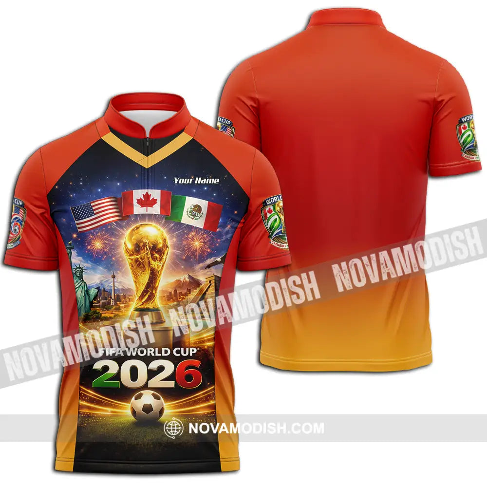 Unisex Shirt - Custom World Cup 2026 3D Shirt Zipper Polo Shirt / S T-shirt