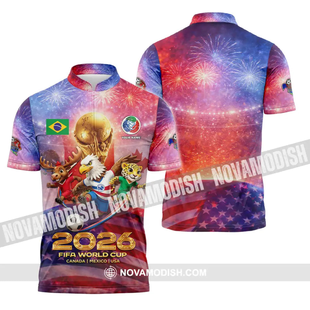 Unisex Shirt - Custom World Cup 2026 3D Shirt Zipper Polo Shirt / S T-shirt