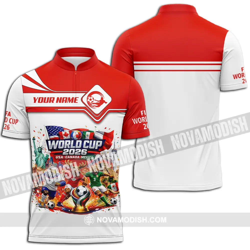 Unisex Shirt - Custom World Cup 2026 3D Shirt Zipper Polo Shirt / S T-shirt