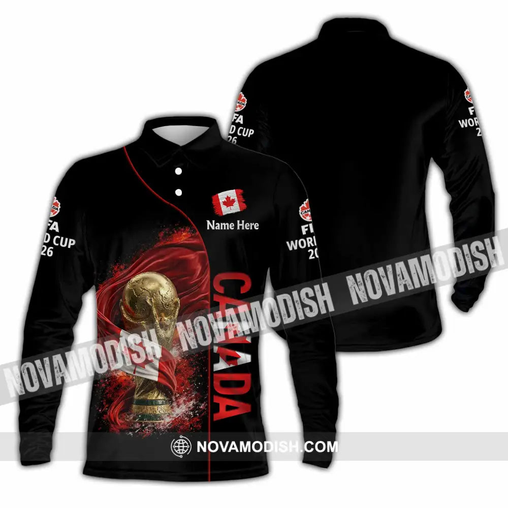 Unisex Shirt - Custom World Cup 2026 Canada 3D Shirt Long Sleeve Polo / S T-shirt
