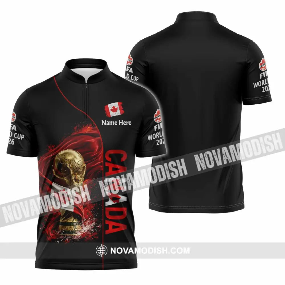 Unisex Shirt - Custom World Cup 2026 Canada 3D Shirt Zipper Polo Shirt / S T-shirt