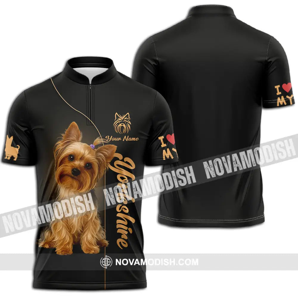Unisex Shirt - Custom Yorkshire Terrier Shirt Zipper Polo Shirt / S T-shirt