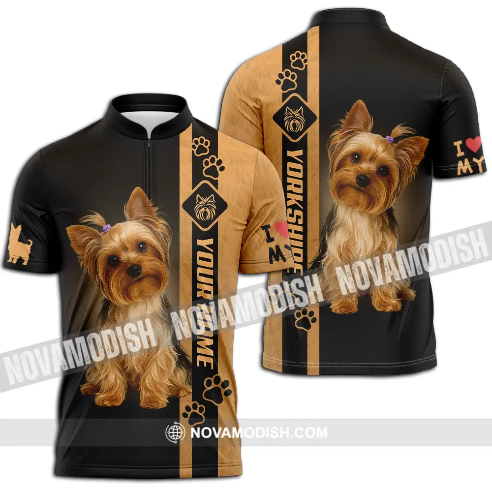 Unisex Shirt - Custom Yorkshire Terrier Shirt Zipper Polo Shirt / S T-shirt
