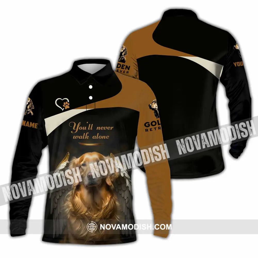Unisex Shirt - Custom You Never Walk Alone Golden Retriever Shirt Long Sleeve Polo / S T-shirt