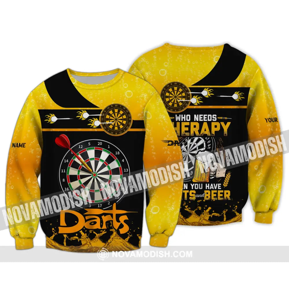 Unisex Shirt Darts Beer Custom Polo Hoodie Team T-Shirt Gift For Players Long Sleeve / S