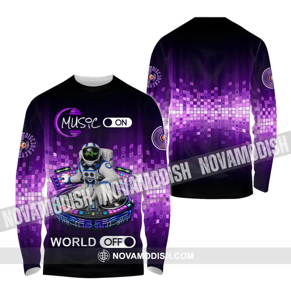 Unisex Shirt - Disc Jockey Music On World On 3D Shirt Long Sleeve Shirt / S T-shirt