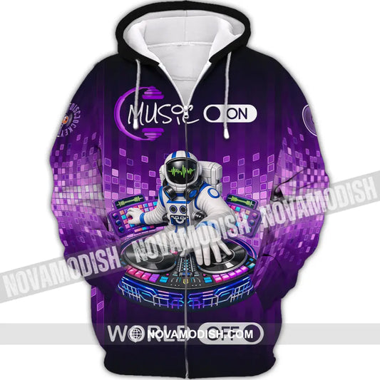 Unisex Shirt - Disc Jockey Music On World On 3D Shirt Zipper Hoodie / S T-shirt