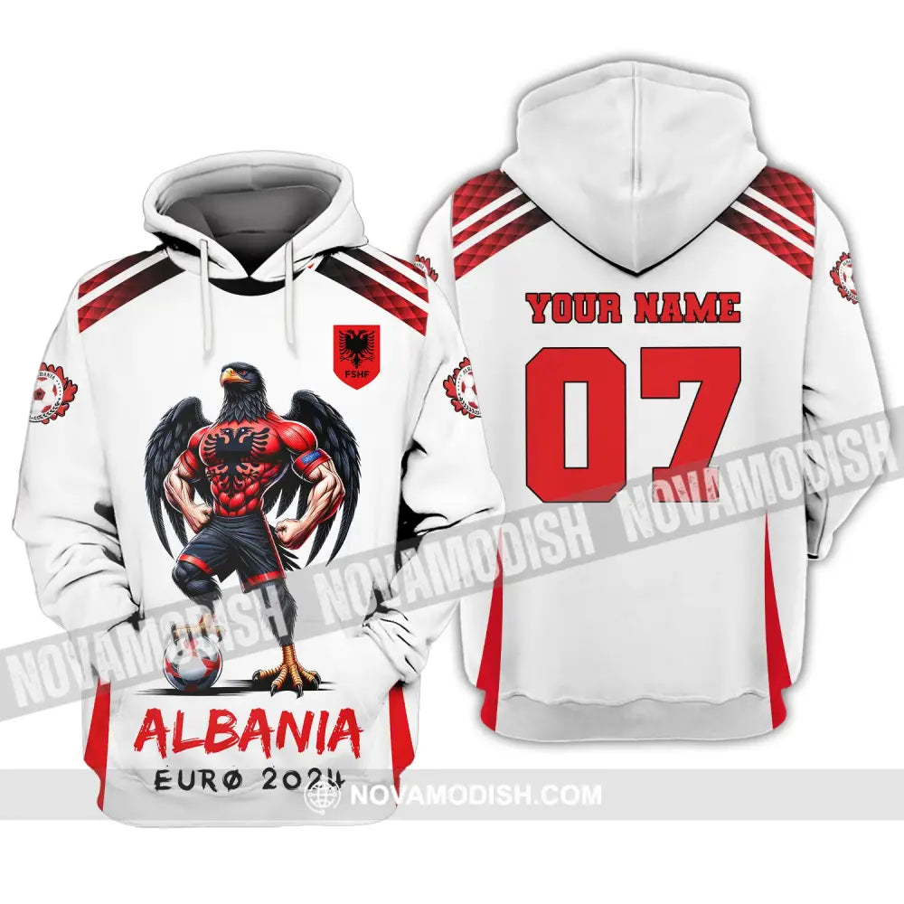 Unisex Shirt Euro 2024 Custom Name And Number Albania Football Polo Long Sleeve Hoodie / S T-Shirt