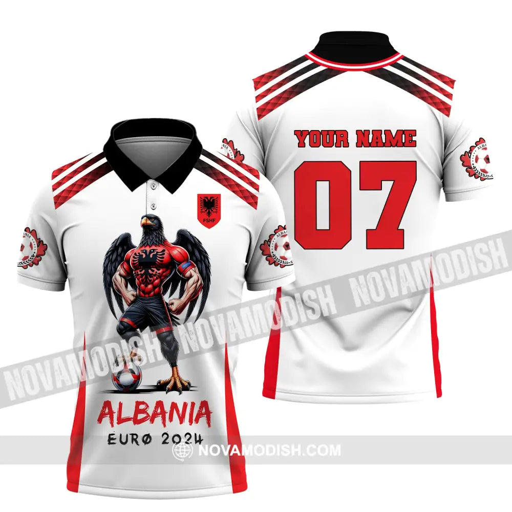 Unisex Shirt Euro 2024 Custom Name And Number Albania Football Polo Long Sleeve / S T-Shirt