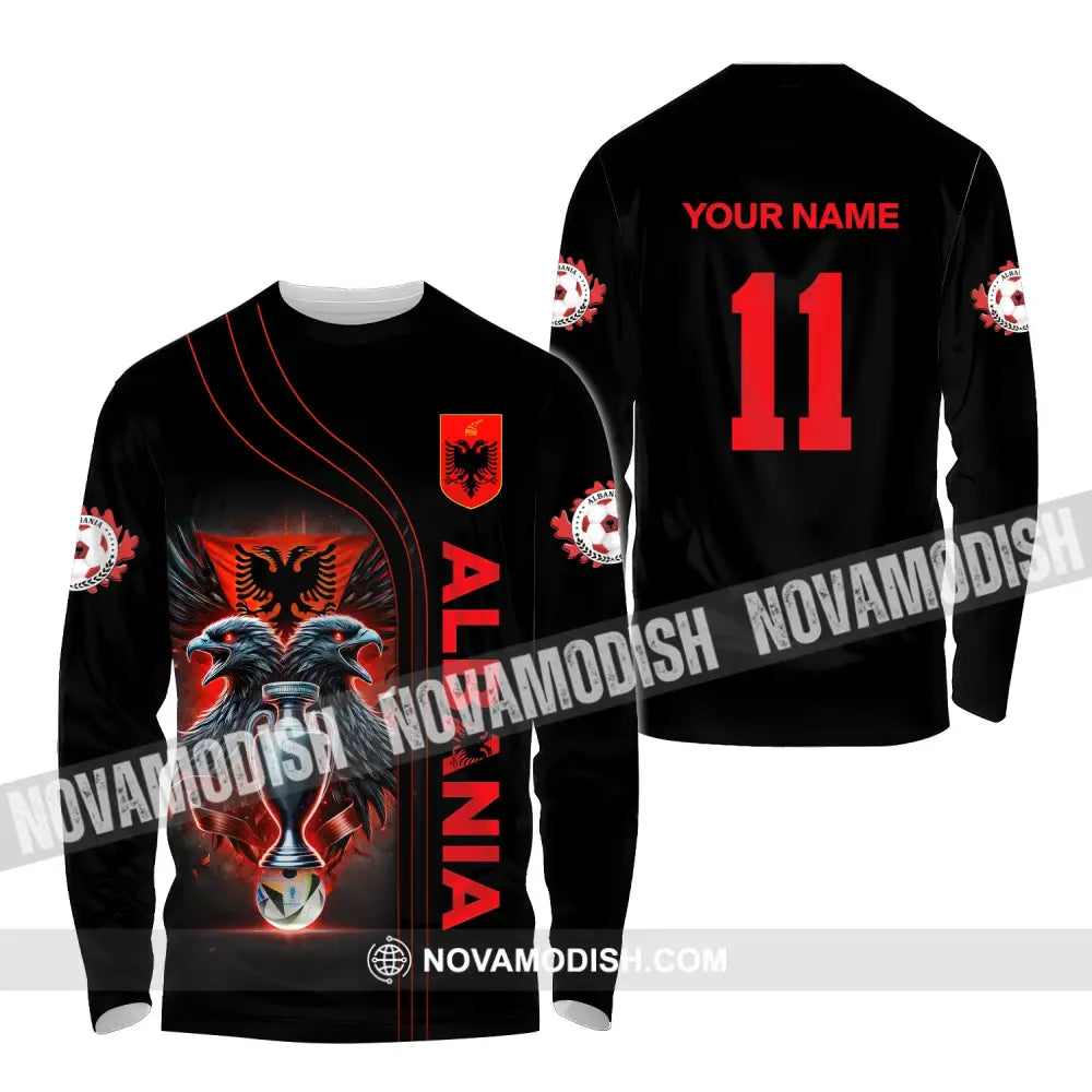 Unisex Shirt Euro 2024 Custom Name And Number Albania Football Polo Long Sleeve / S T-Shirt