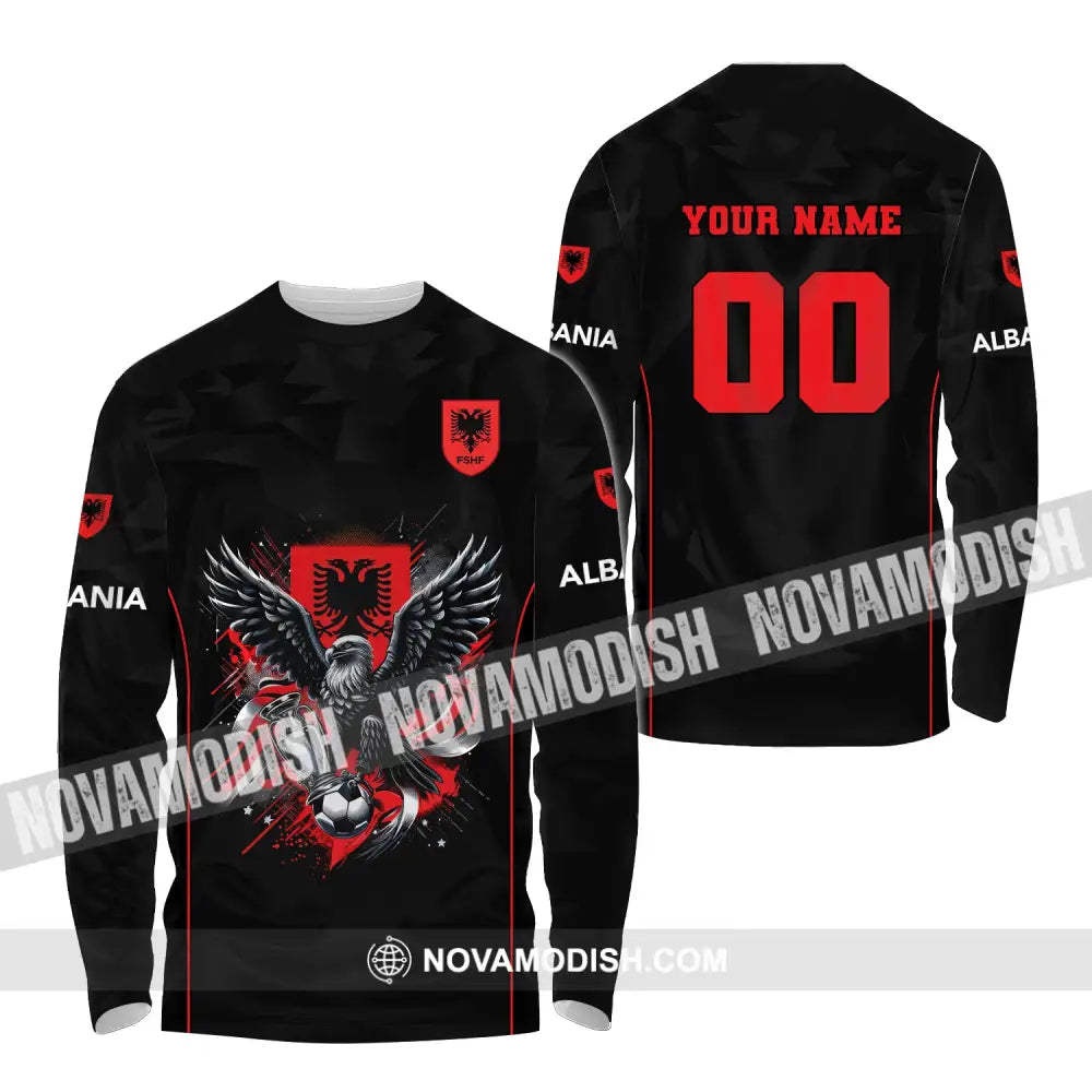 Unisex Shirt Euro 2024 Custom Name And Number Albania Football Polo Long Sleeve / S T-Shirt