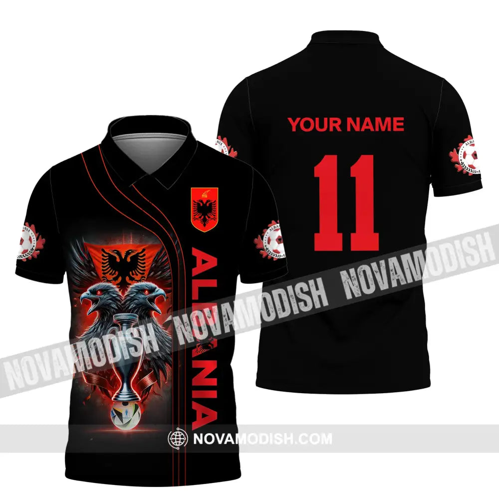 Unisex Shirt Euro 2024 Custom Name And Number Albania Football Polo Long Sleeve / S T-Shirt