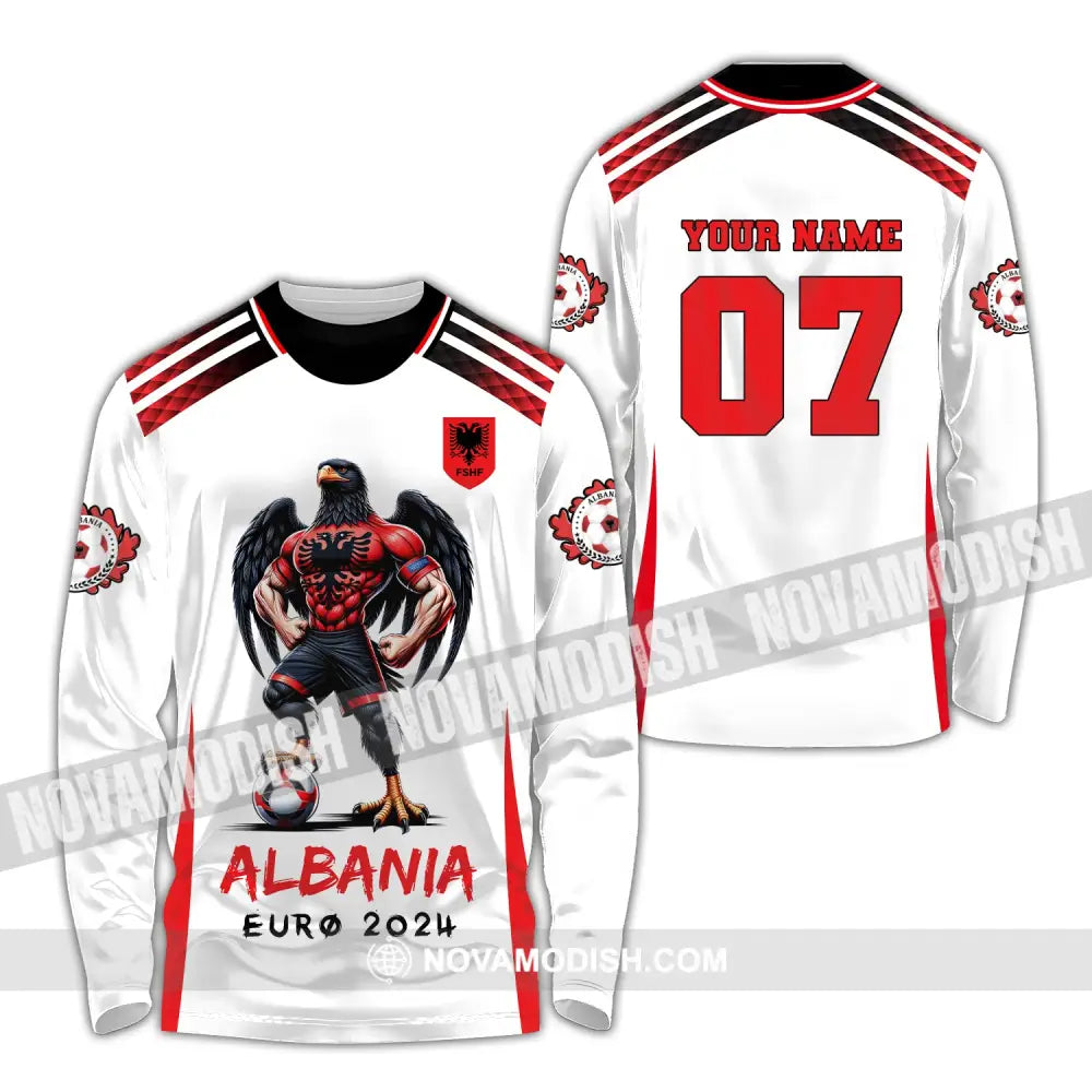 Unisex Shirt Euro 2024 Custom Name And Number Albania Football Polo Long Sleeve / S T-Shirt