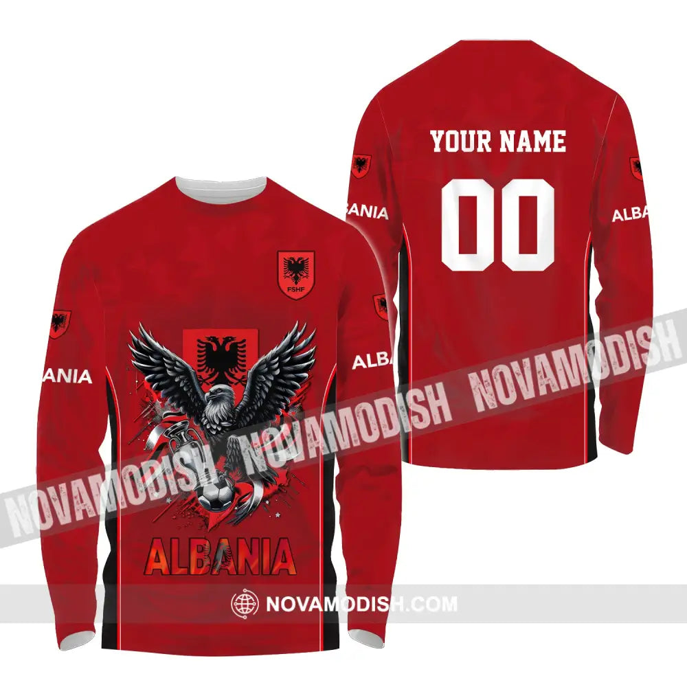 Unisex Shirt Euro 2024 Custom Name And Number Albania Football Polo Long Sleeve / S T-Shirt