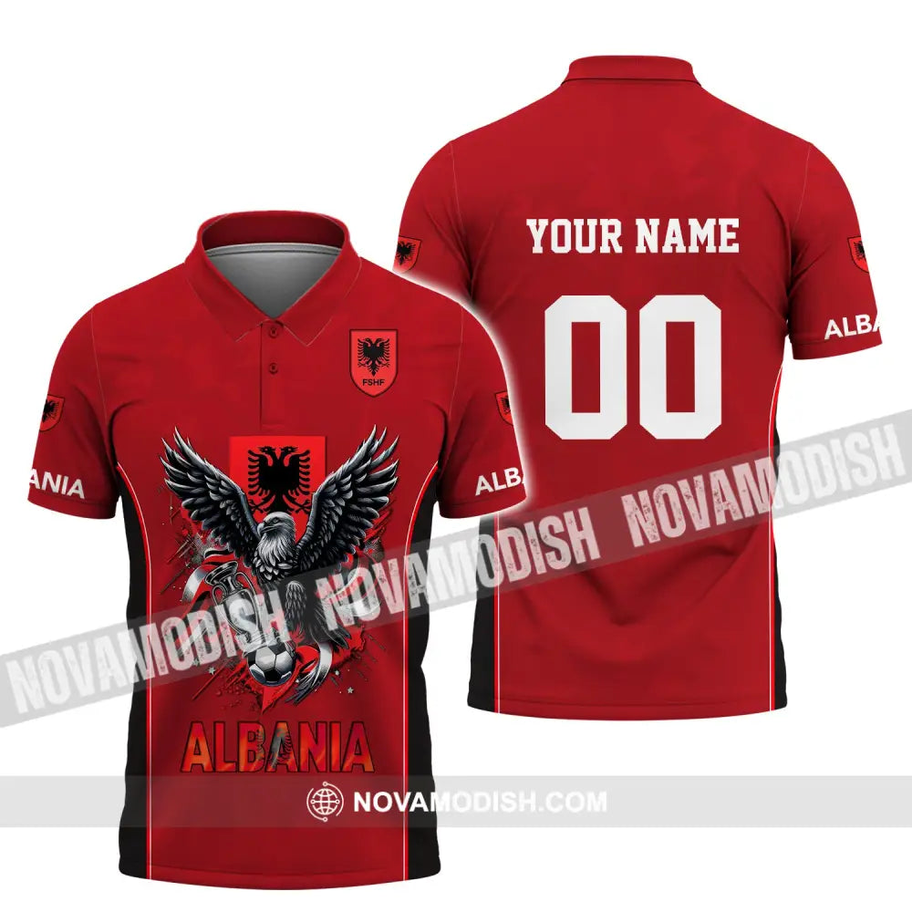 Unisex Shirt Euro 2024 Custom Name And Number Albania Football Polo Long Sleeve / S T-Shirt