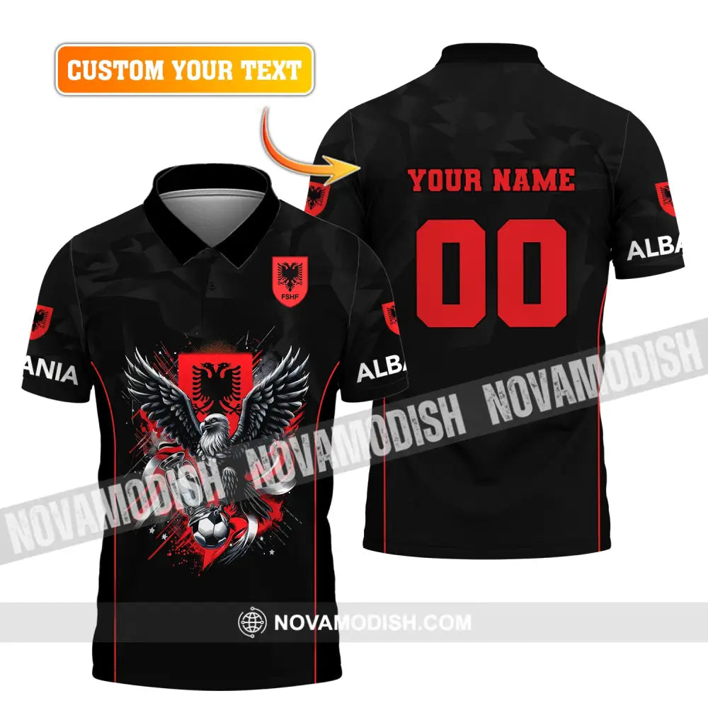 Unisex Shirt Euro 2024 Custom Name And Number Albania Football Polo Long Sleeve T-Shirt