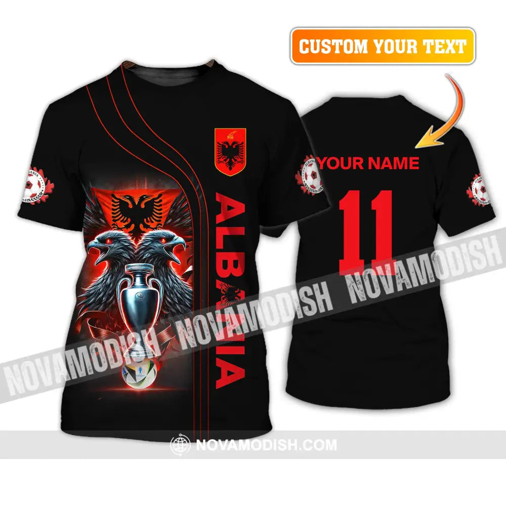 Unisex Shirt Euro 2024 Custom Name And Number Albania Football Polo Long Sleeve T-Shirt