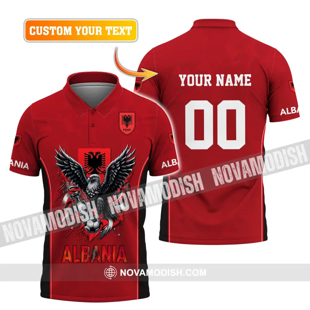 Unisex Shirt Euro 2024 Custom Name And Number Albania Football Polo Long Sleeve T-Shirt