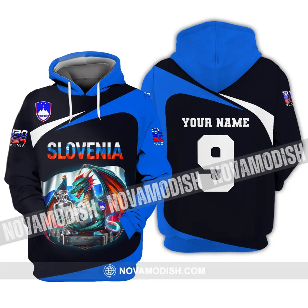 Unisex Shirt Euro 2024 Custom Name And Number Slovenia Football Polo Long Sleeve Hoodie / S T-Shirt